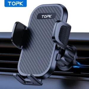 support de téléphone portable topk pour voiture, support de téléphone portable amélioré en acier inoxydable avec crochet pour grille d'aération de voiture, compatible mag safe, pour tous les téléphones